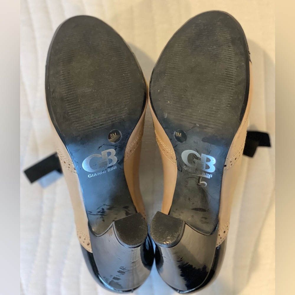 Gianni Bini Black and Cream Lace-Up Heels - Picture 5 of 5